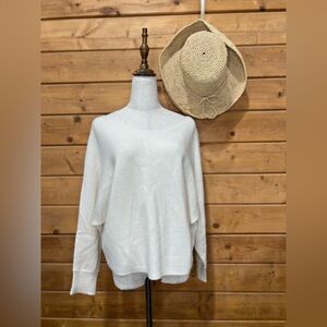 Cashmere Wool Dolman Sleeve Sweater Off The Shoulder White Large ASTR The Label